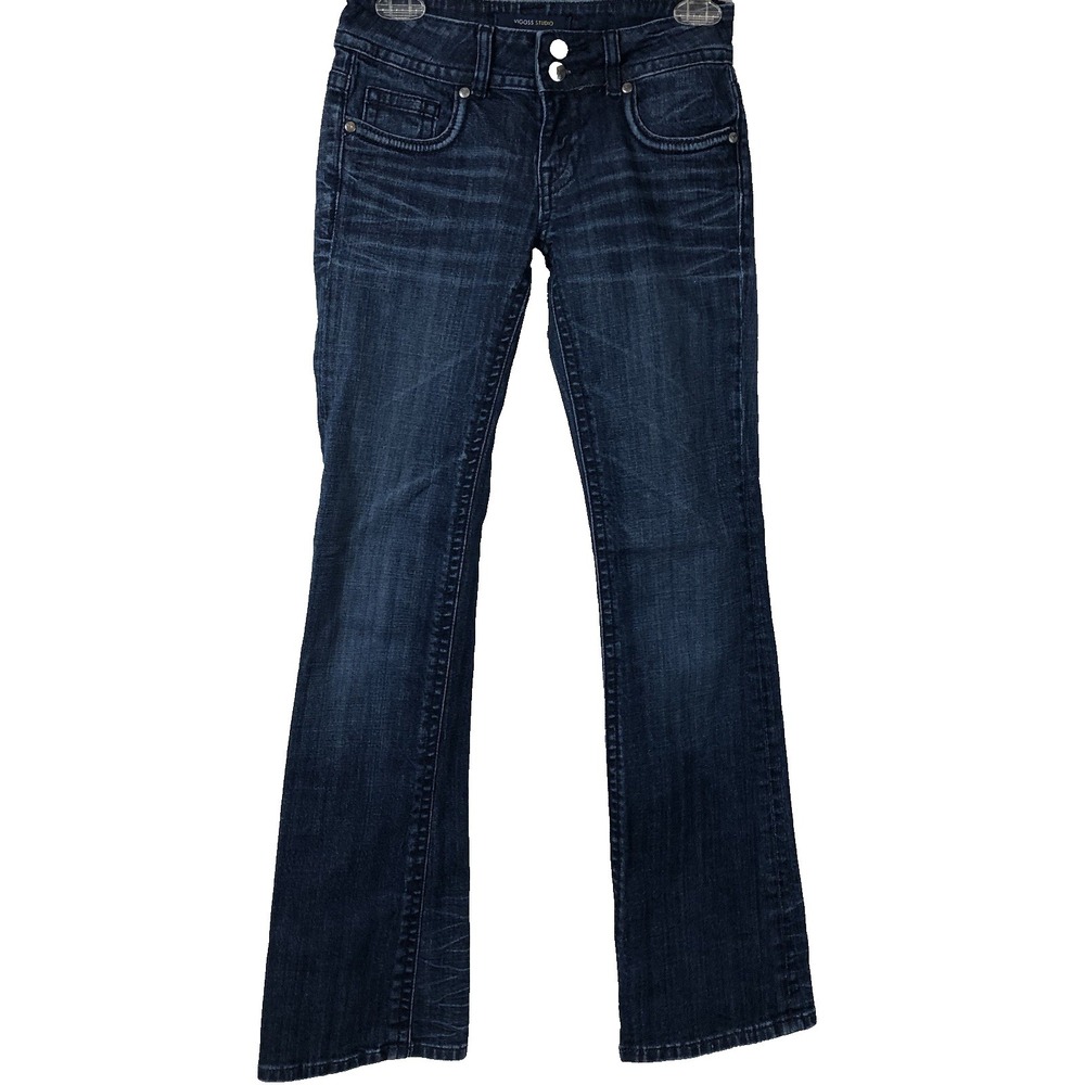 Vigoss jeans women's 27 x 32 blue‎ denim distressed dark wash straight